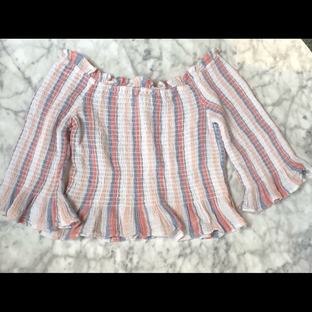 American Eagle Off the Shoulder Striped Top Medium